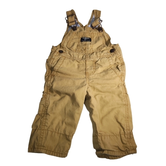 OshKosh B'gosh 100% Cotton Khaki Overalls - Picture 1 of 8